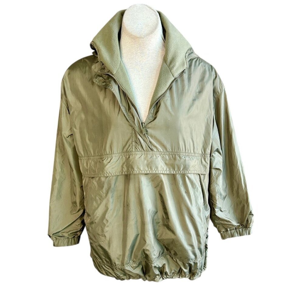 Jones New York Sport Reversible Jacket Windbreaker Fleece Khaki Size Small